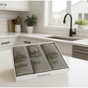 WAFER TERY grey virtuvinių rankšluosčių rinkinys