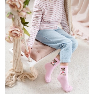 Medvilninės kojinytės BEAR MILENA pink