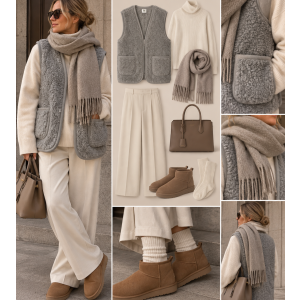 Vilnonė liemenė su užtrauktuku SOFT GREY