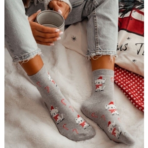 MILENA Kal4din4s kojinės CHRISTMAS CAT grey